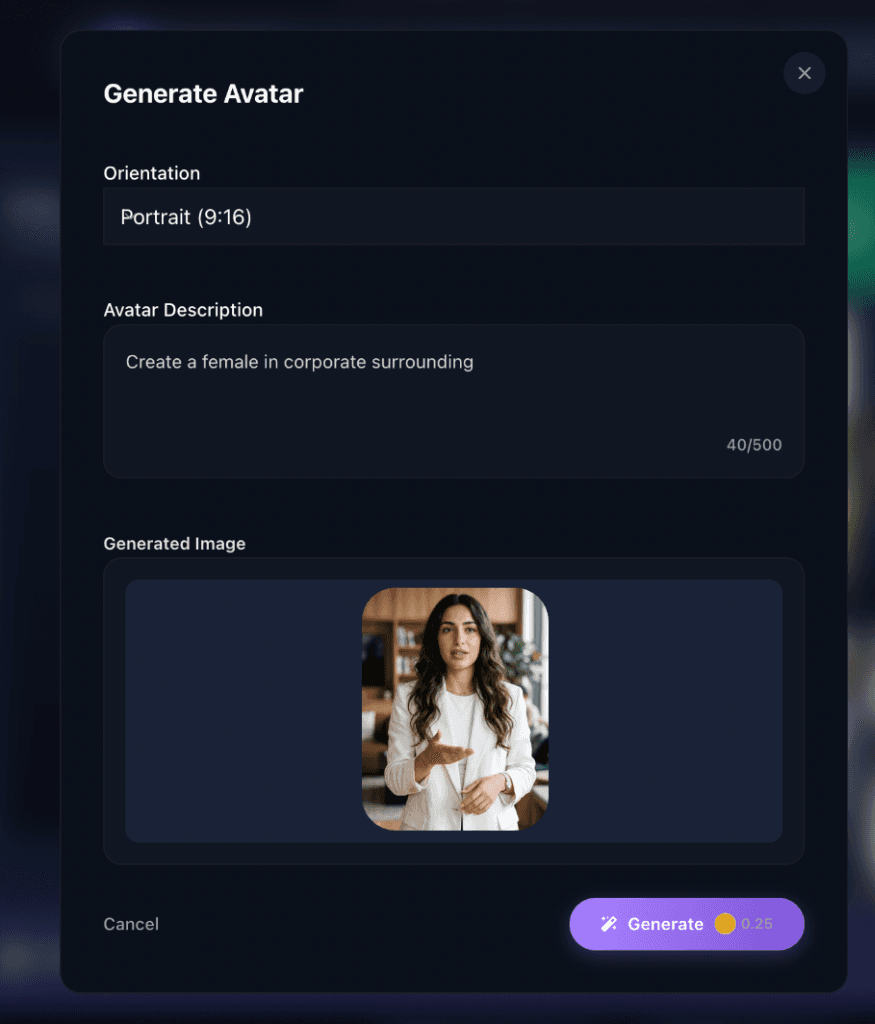 Generate Avatar Modal